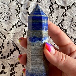 Lapis Lazuli Blue and Gray Crystal Tower